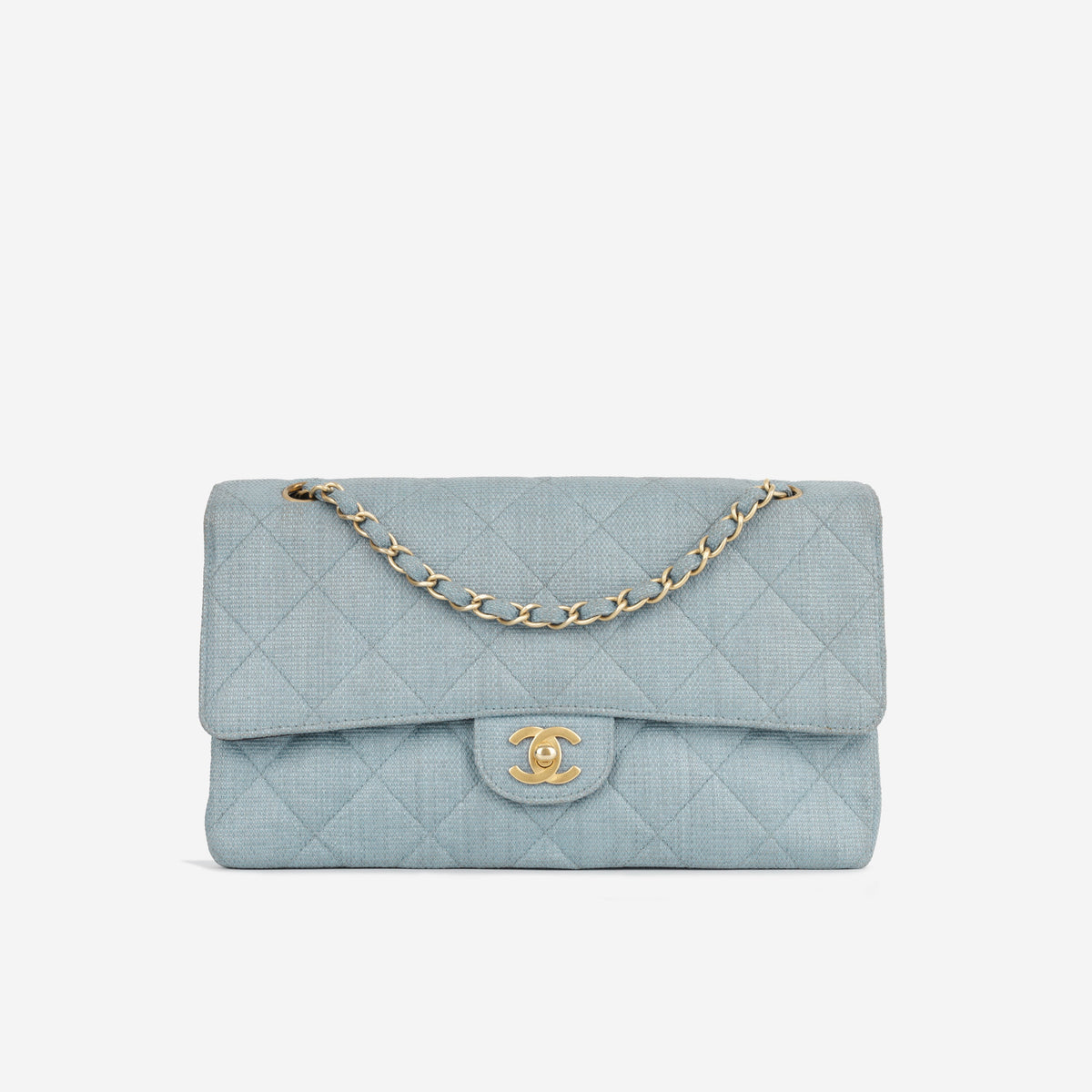 Classic Flap Bag - Blue Raffia