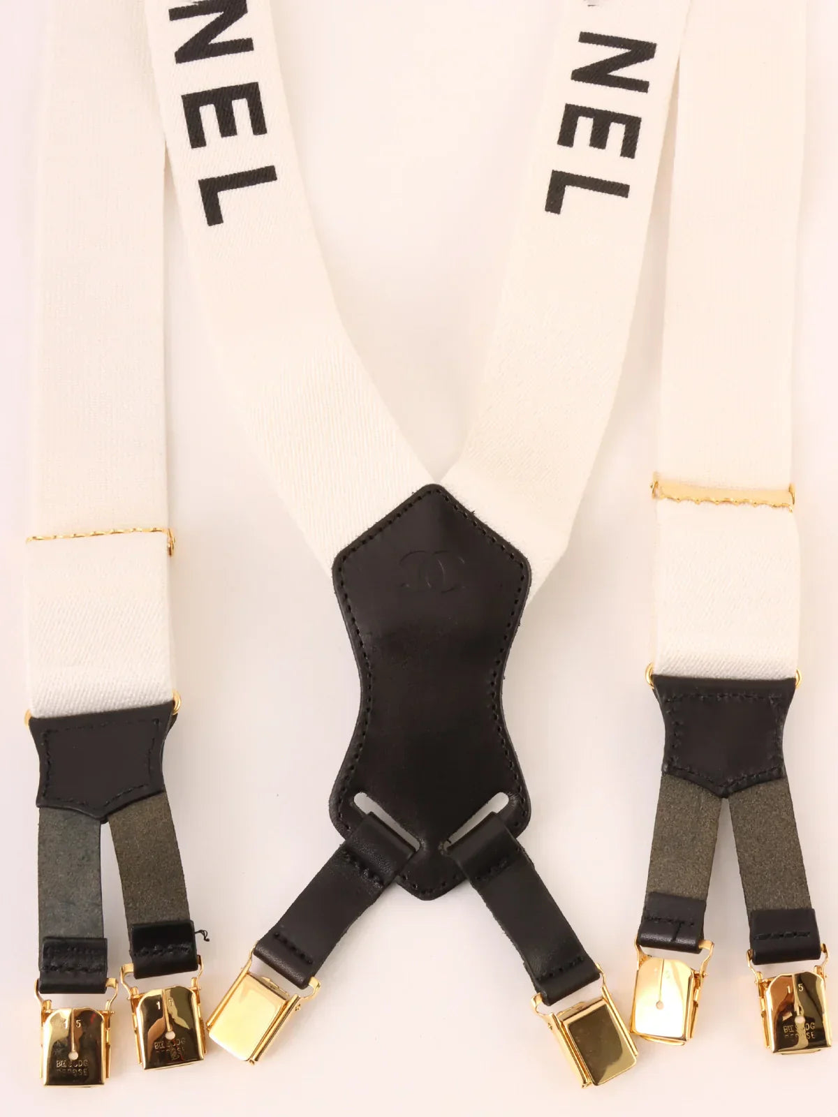 Top Quality Chanel Logo Suspenders White