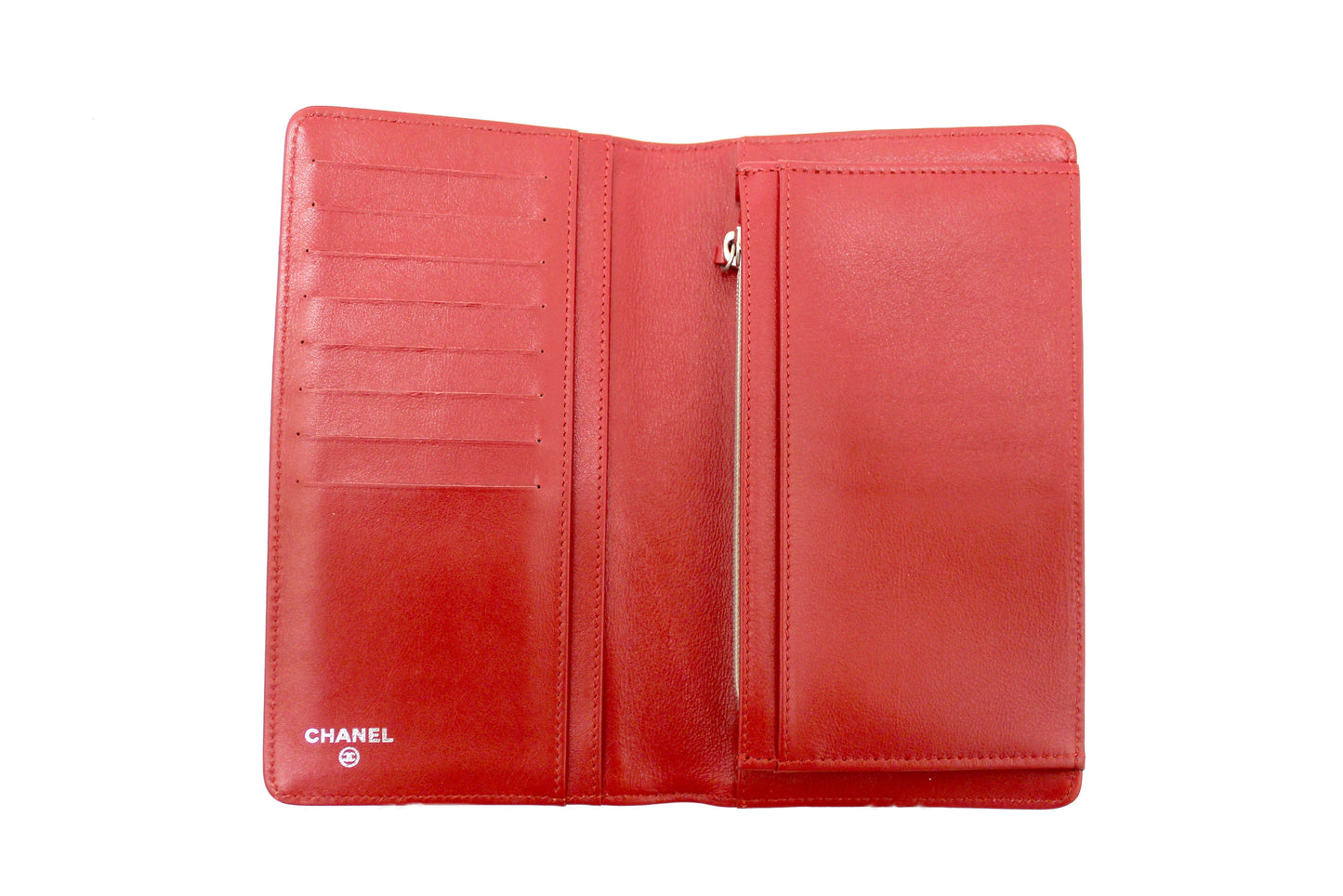 Chanel Red Caviar Leather Long Wallet