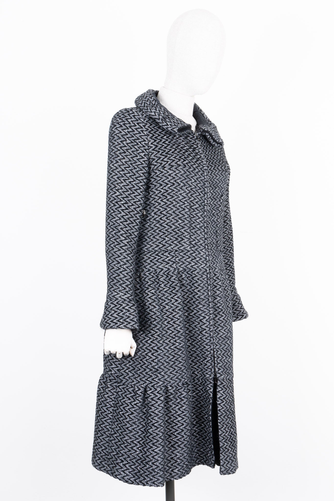 CHANEL Coat Black Silver