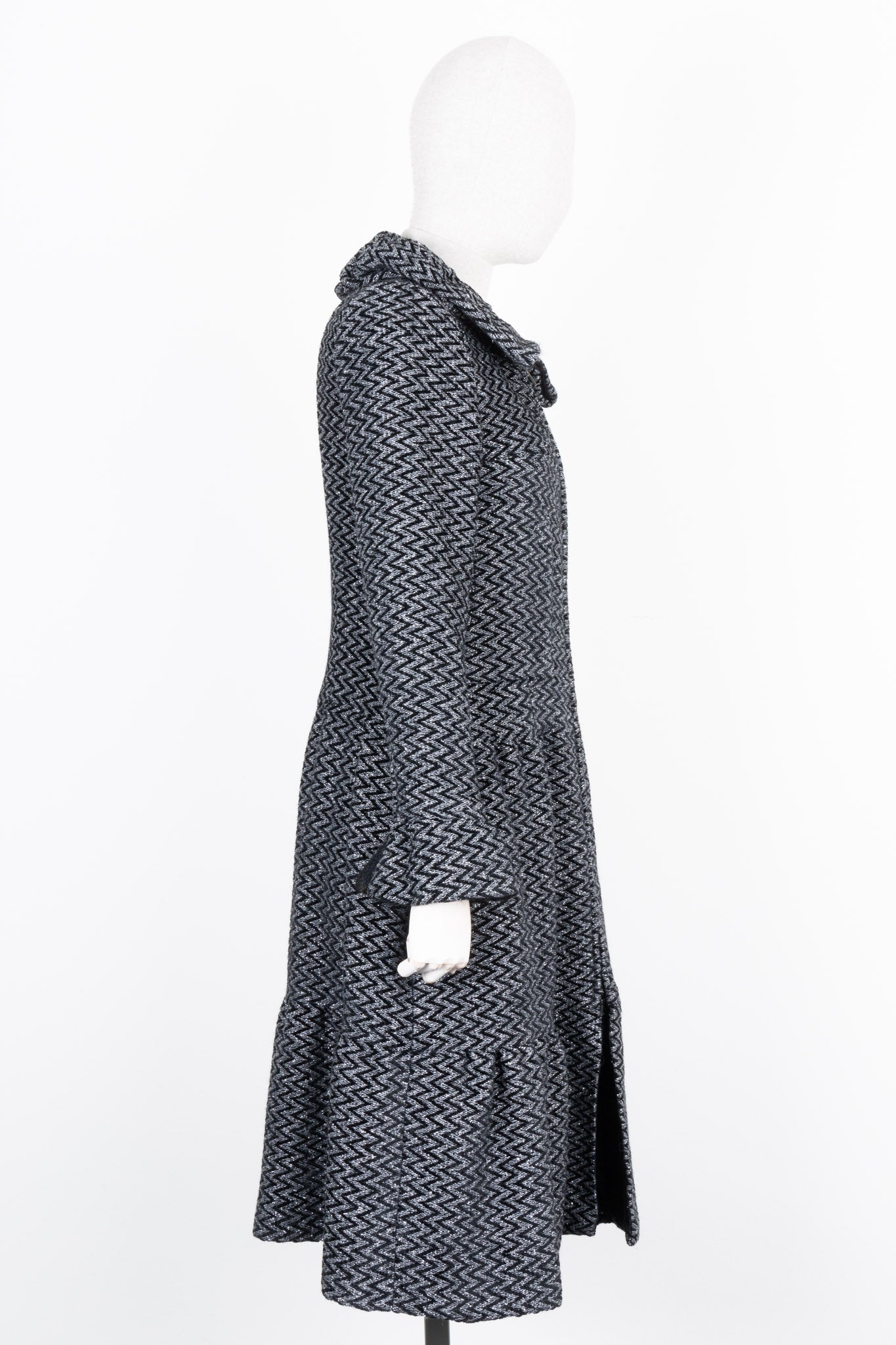 CHANEL Coat Black Silver