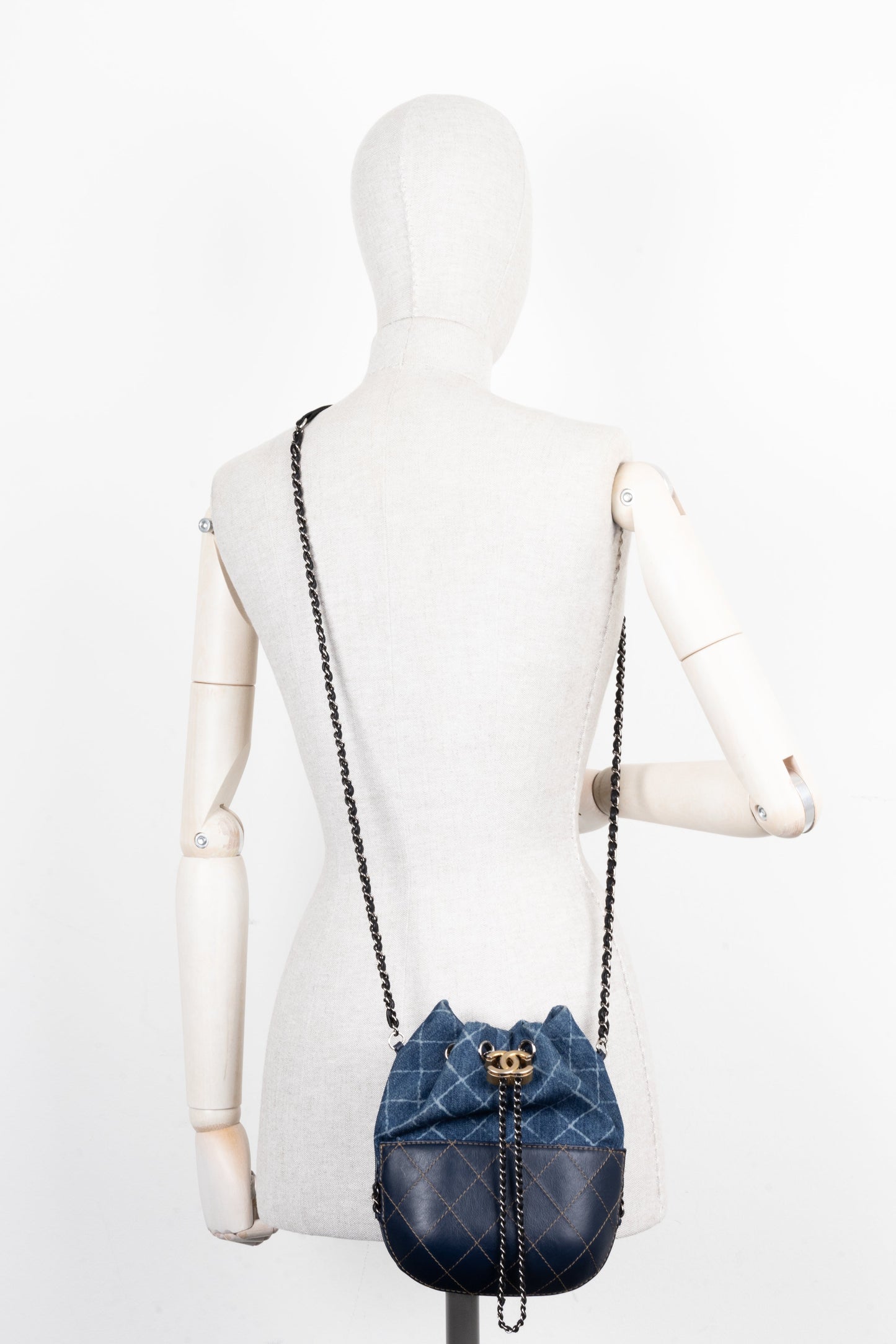 CHANEL Gabrielle Drawstring Bag Denim Blue
