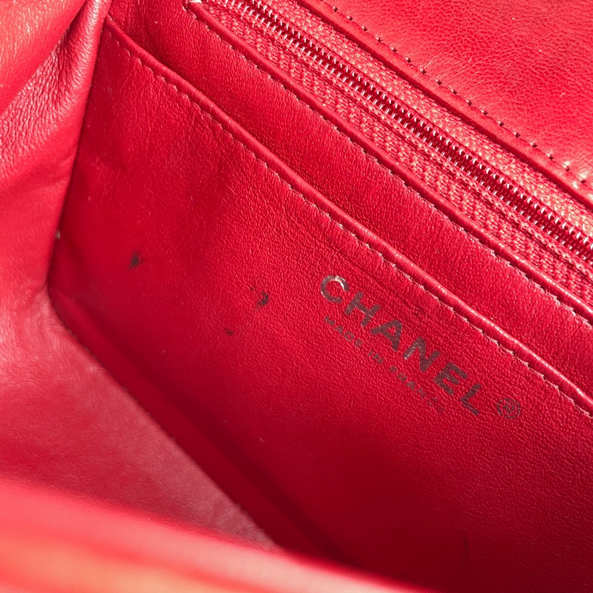 Chanel Quilted Square Mini Lambskin Red