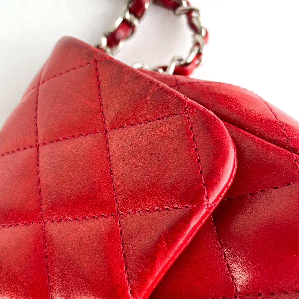 Chanel Quilted Square Mini Lambskin Red