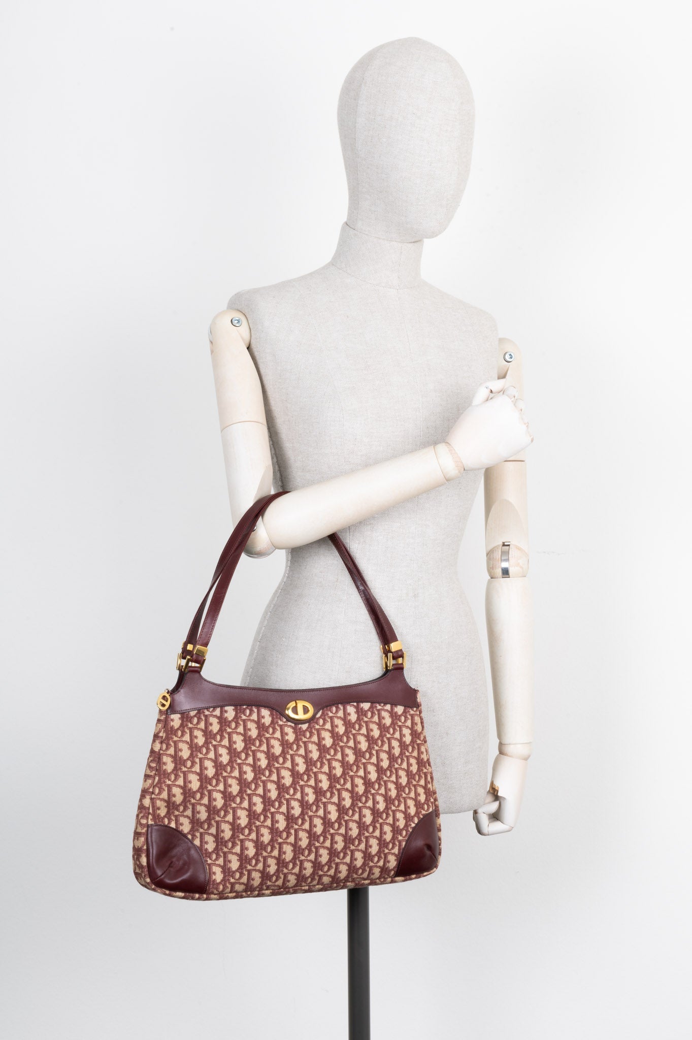 CHRISTIAN DIOR Vintage Oblique Shoulder Bag Red