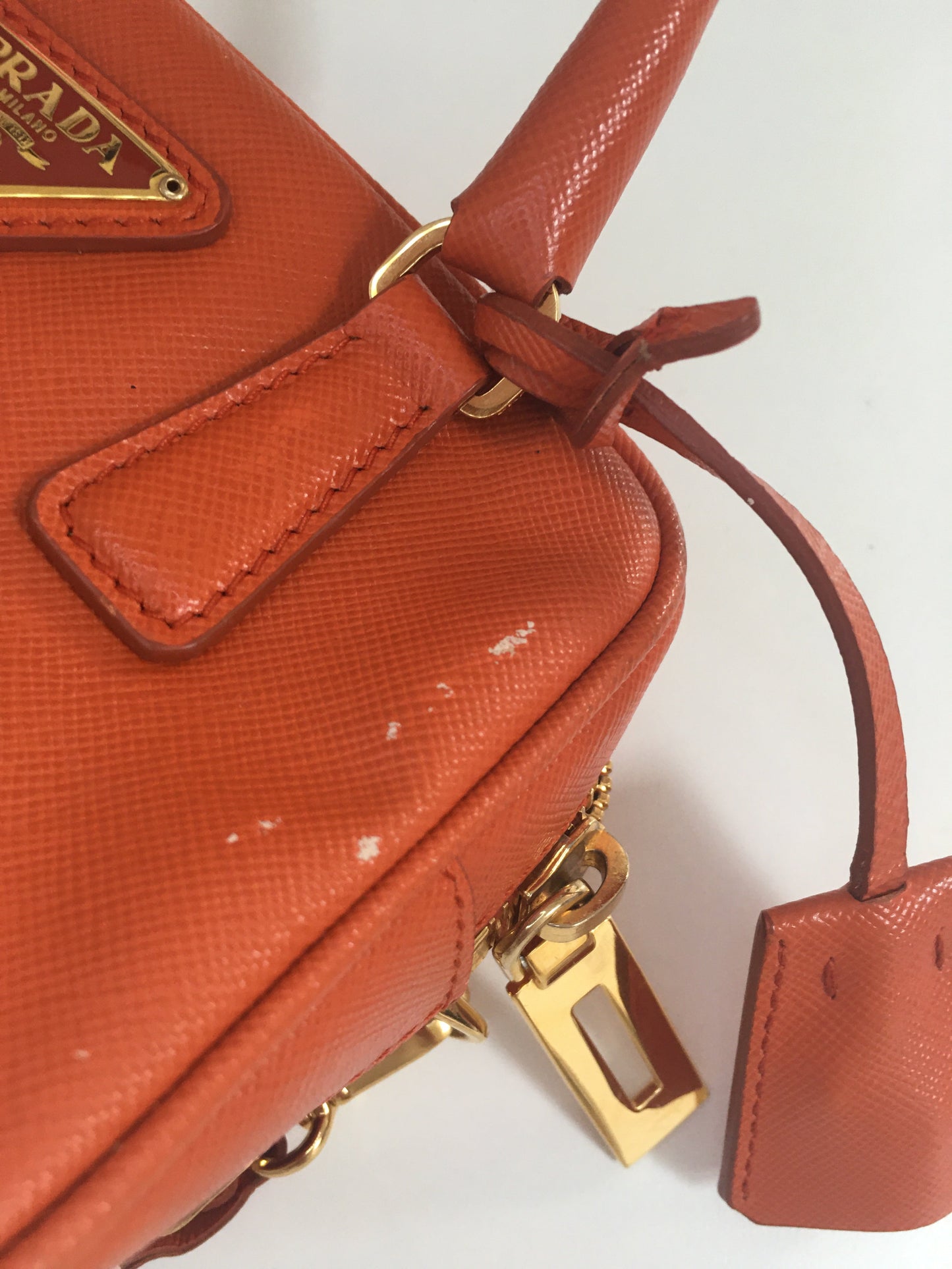 PRADA Galleria Crossbody Bag in Orange Leather