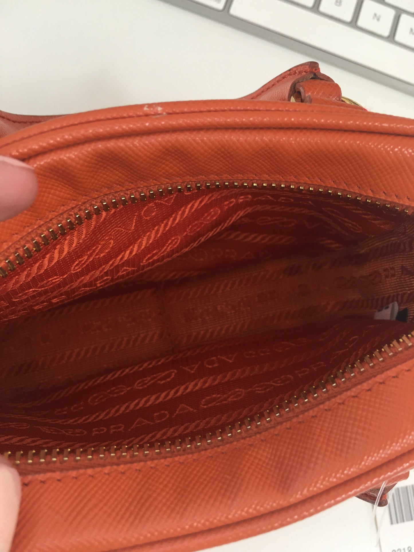 PRADA Galleria Crossbody Bag in Orange Leather