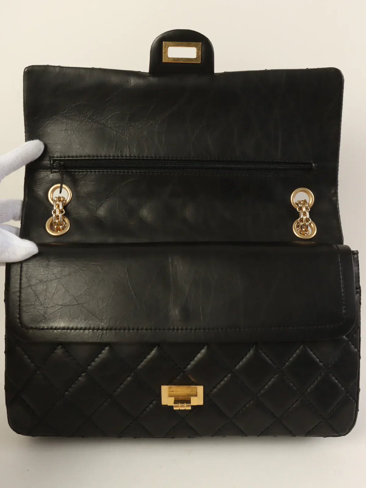 CHANEL Around 2005 Made 2.55 Chain Shoulder Bag Black
