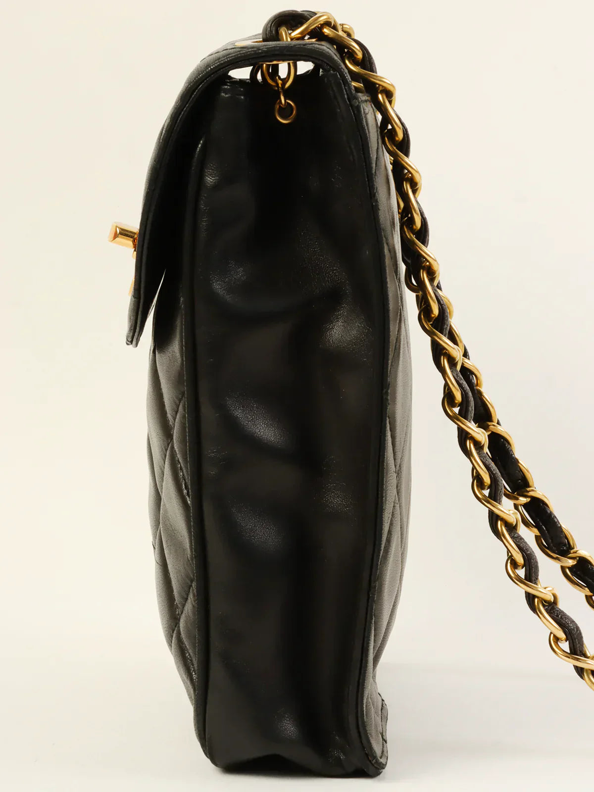CHANEL Around 1995 Made Cc Mark Turn-Lock Shoulder Bag Black