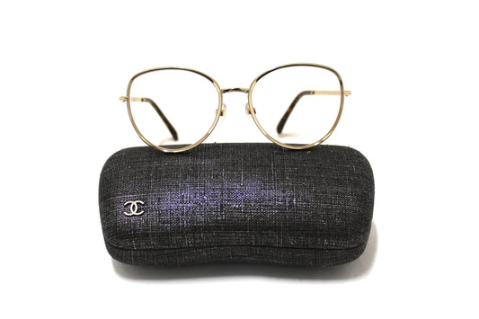 Chanel Light Gold-Tone Pearl Round Sunglasses