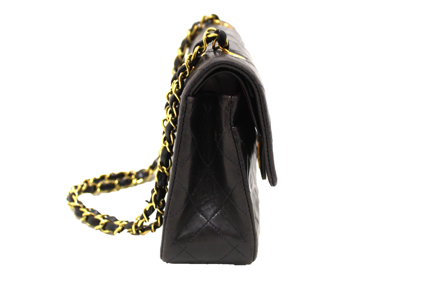 Chanel Vinatge Black Lambskin Leather Classic Medium Double Flap Bag