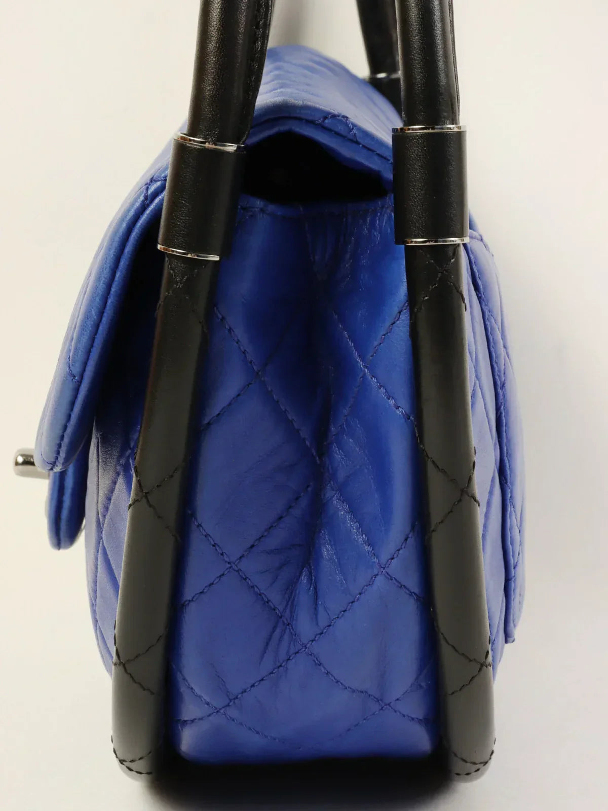 CHANEL Around 2014 Made Hula Hoop Top Handle Bag Blue/Black