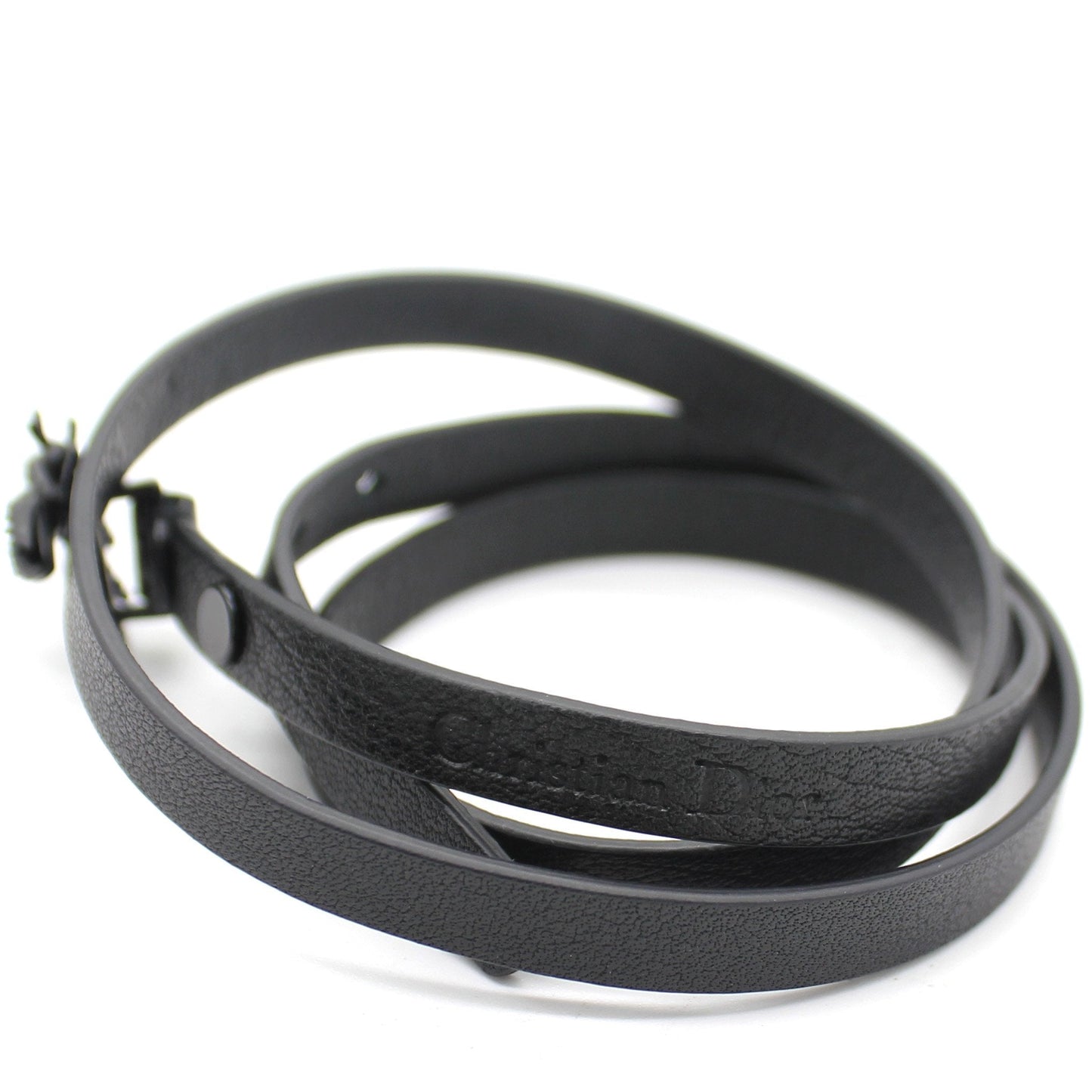 Dior So Black Crystal Bee Leather Double Wrap Bracelet