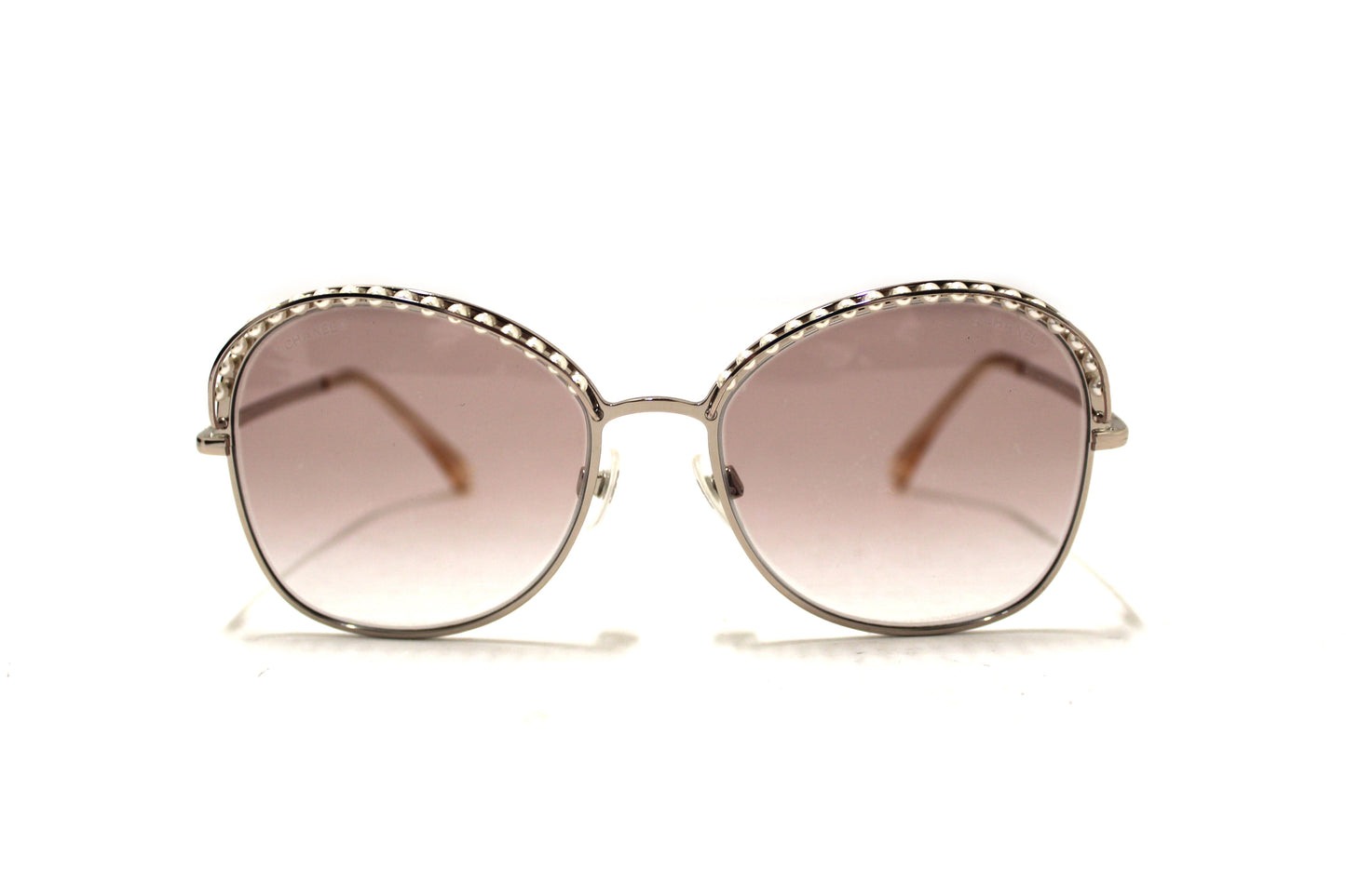 Chanel Light Gold-Tone Pearl Round Sunglasses | Italystation.com
