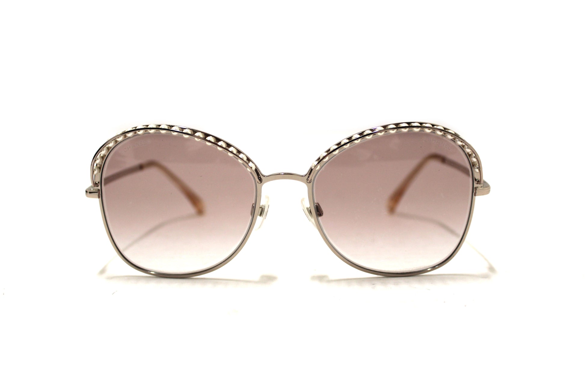 Chanel Light Gold-Tone Pearl Round Sunglasses | Italystation.com