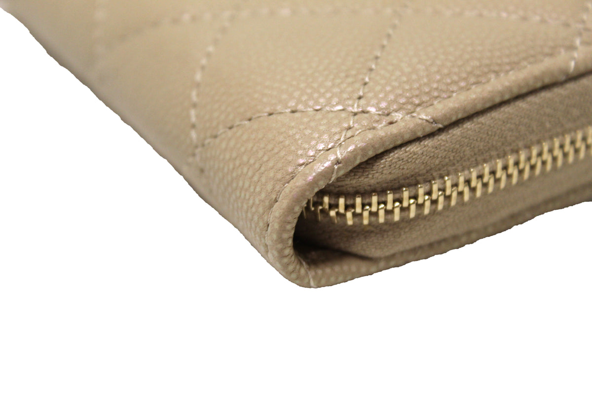 NEW Chanel Iridescent Dark Beige Quilted Caviar Leather Classic Zipped Coin Purse