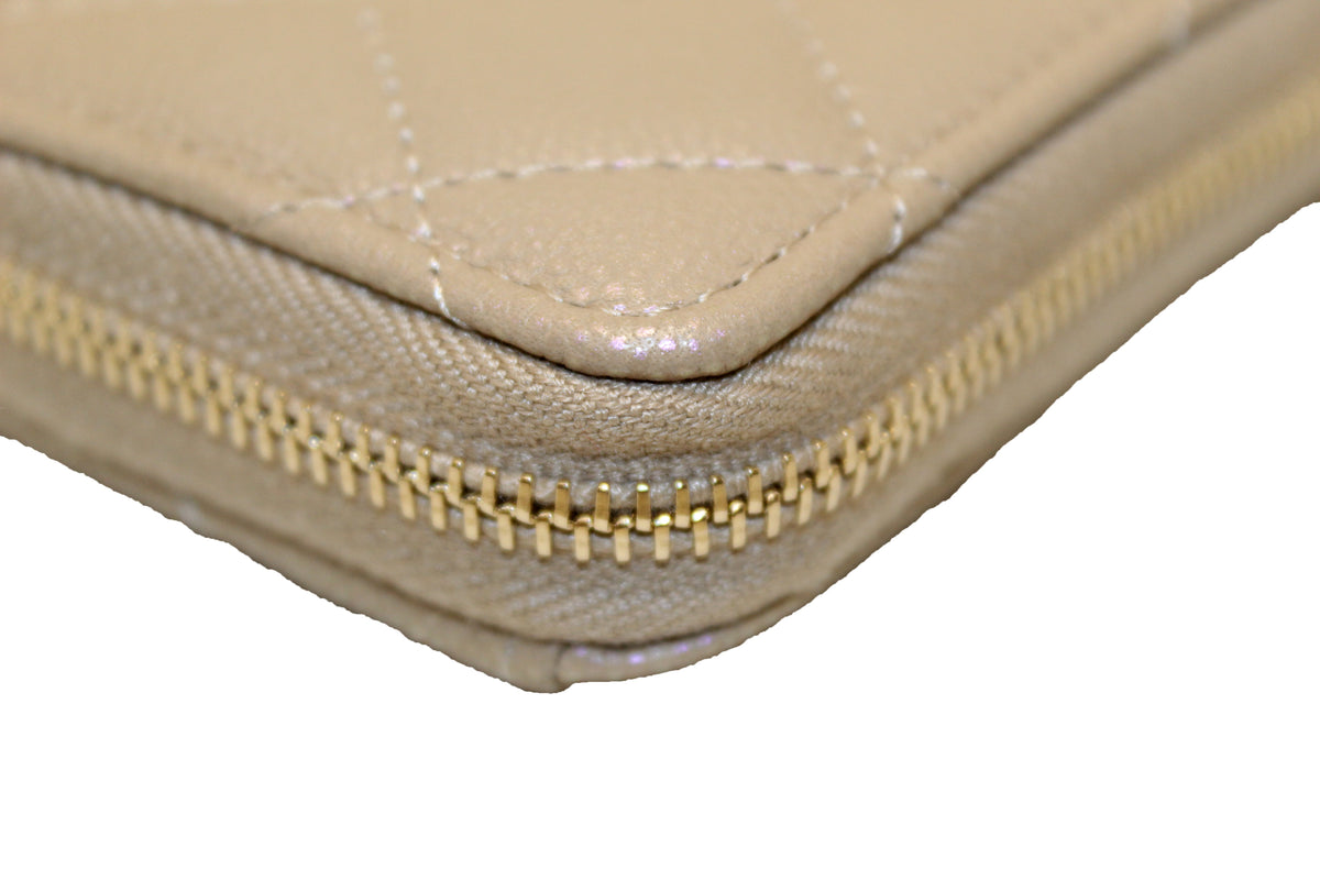 NEW Chanel Iridescent Dark Beige Quilted Caviar Leather Classic Zipped Coin Purse