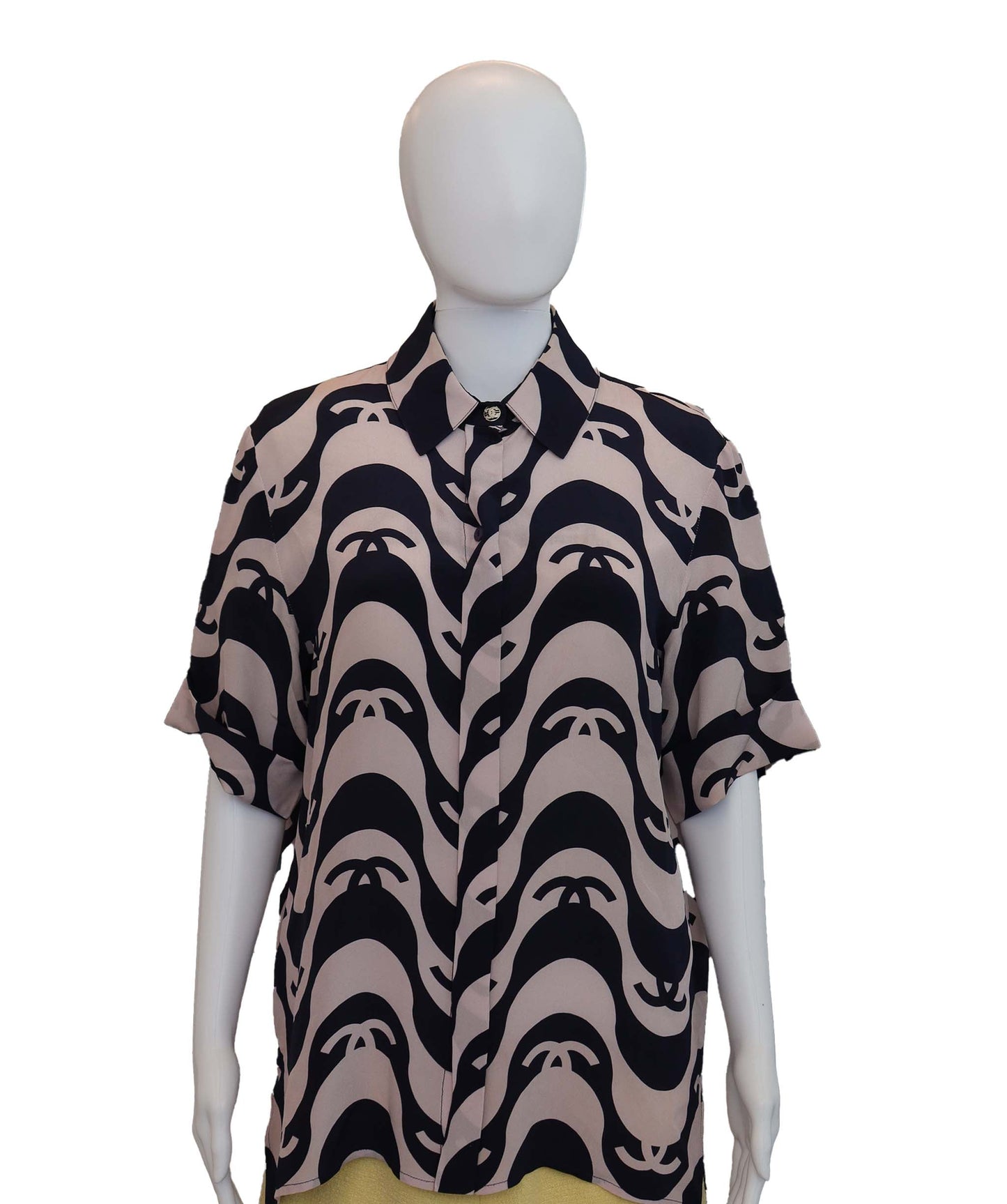 Chanel 2021 Wave Print Silk Blouse DXBK0449