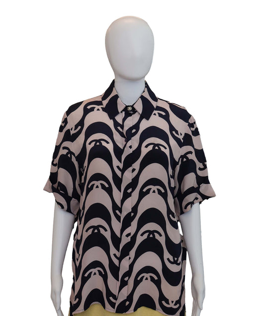 Chanel 2021 Wave Print Silk Blouse DXBK0449
