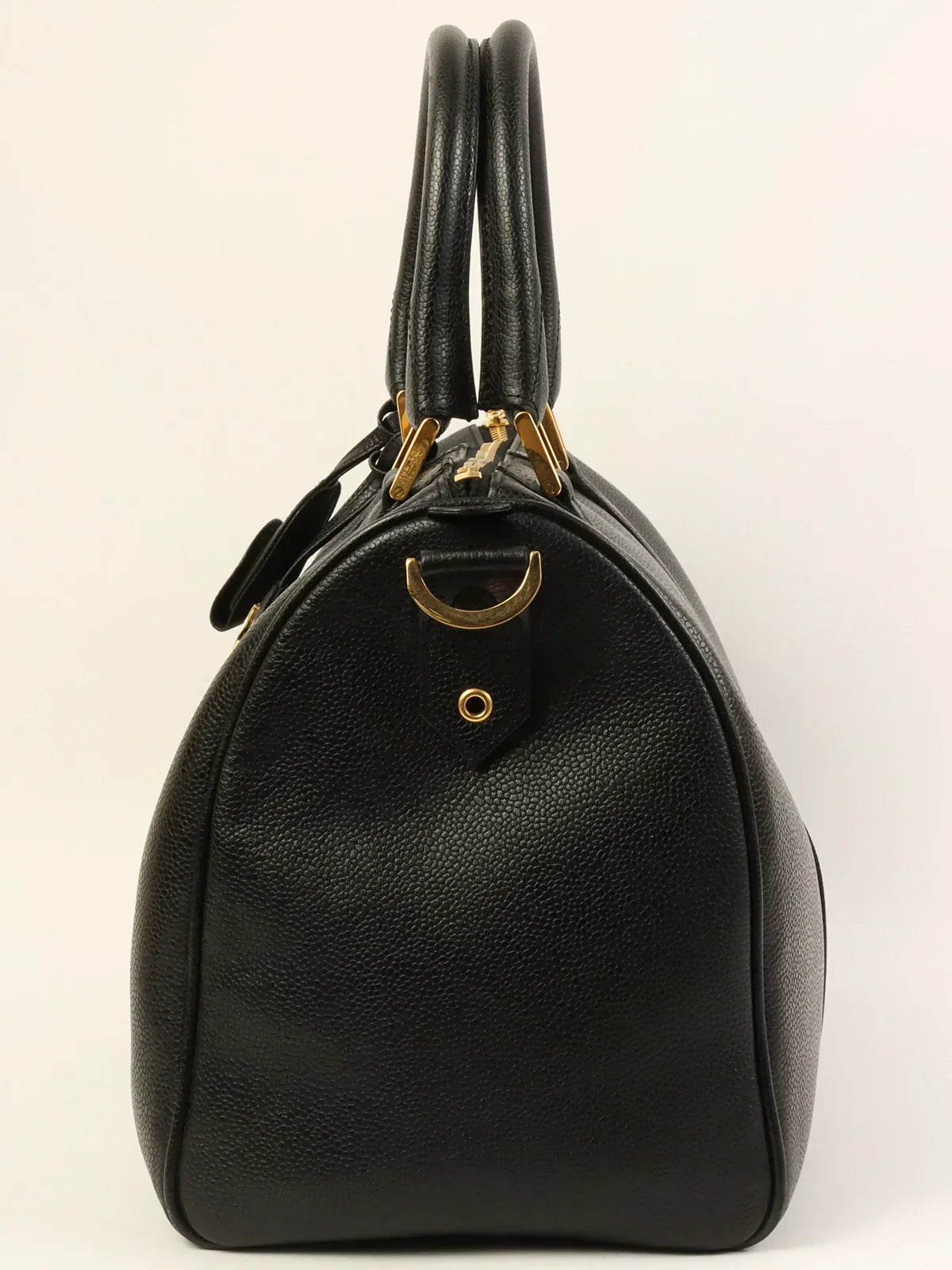 CHANEL Around 1995 Made Caviar Skin Cc Mark Stitch Boston Bag Black