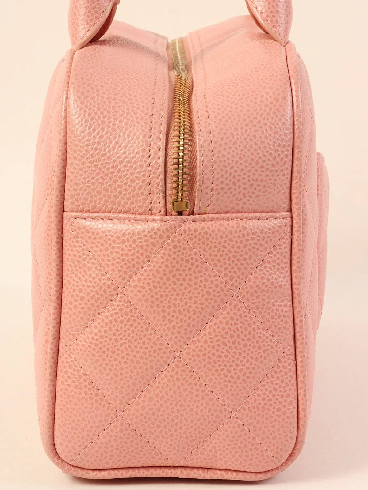 CHANEL Around 2003 Made Caviar Skin Cc Mark Mini Boston Bag Pink