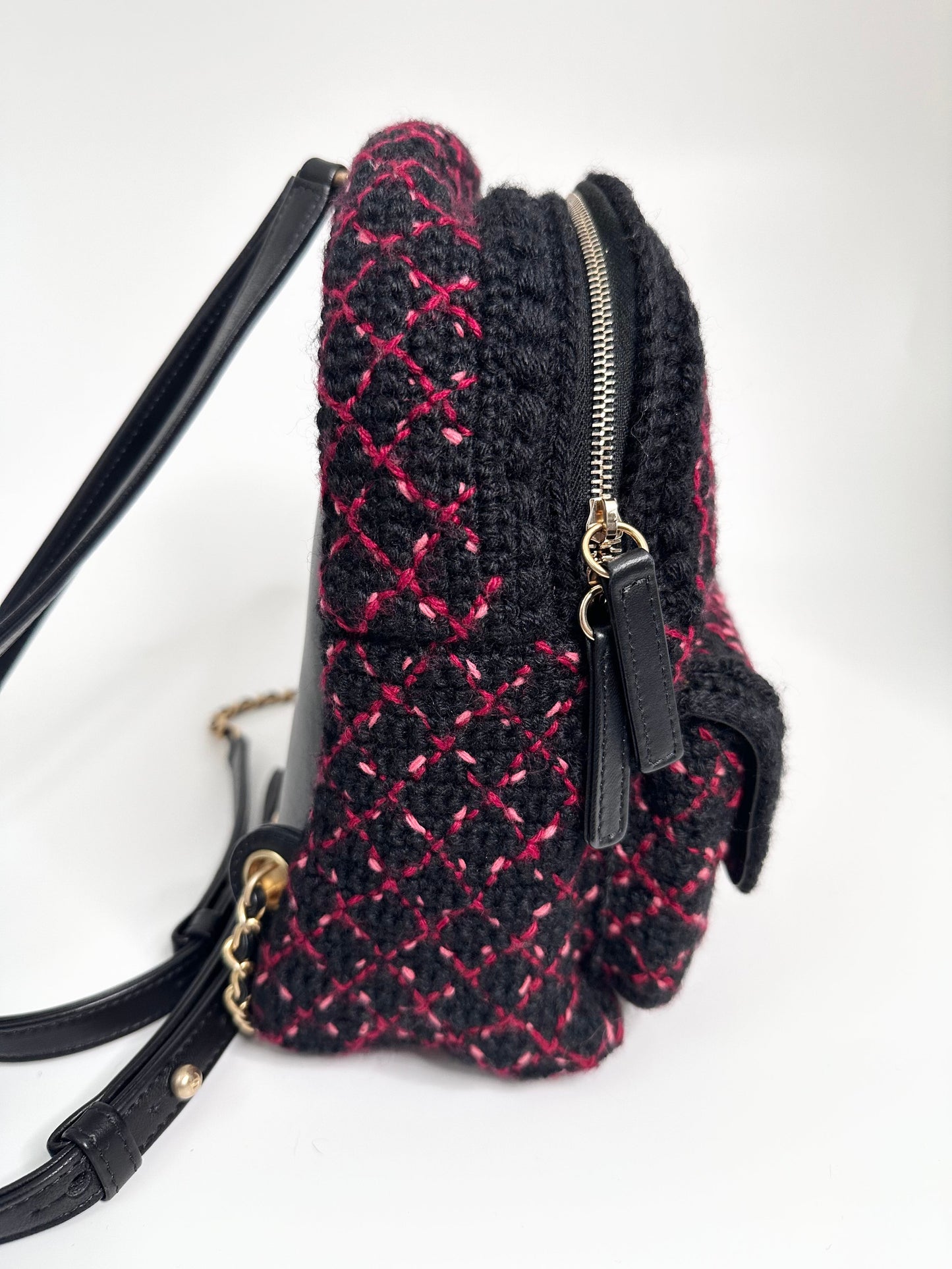 Diamond Quilted Tweed Backpack