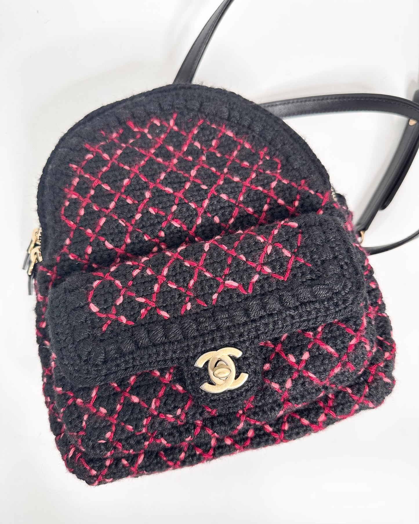 Diamond Quilted Tweed Backpack