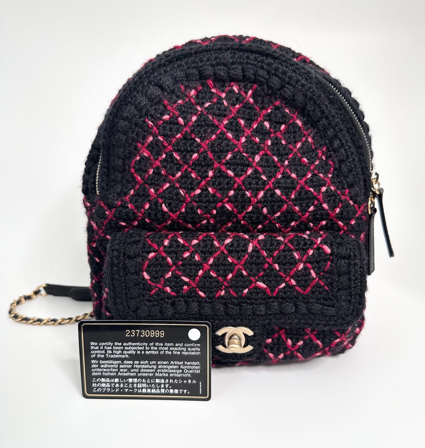 Diamond Quilted Tweed Backpack