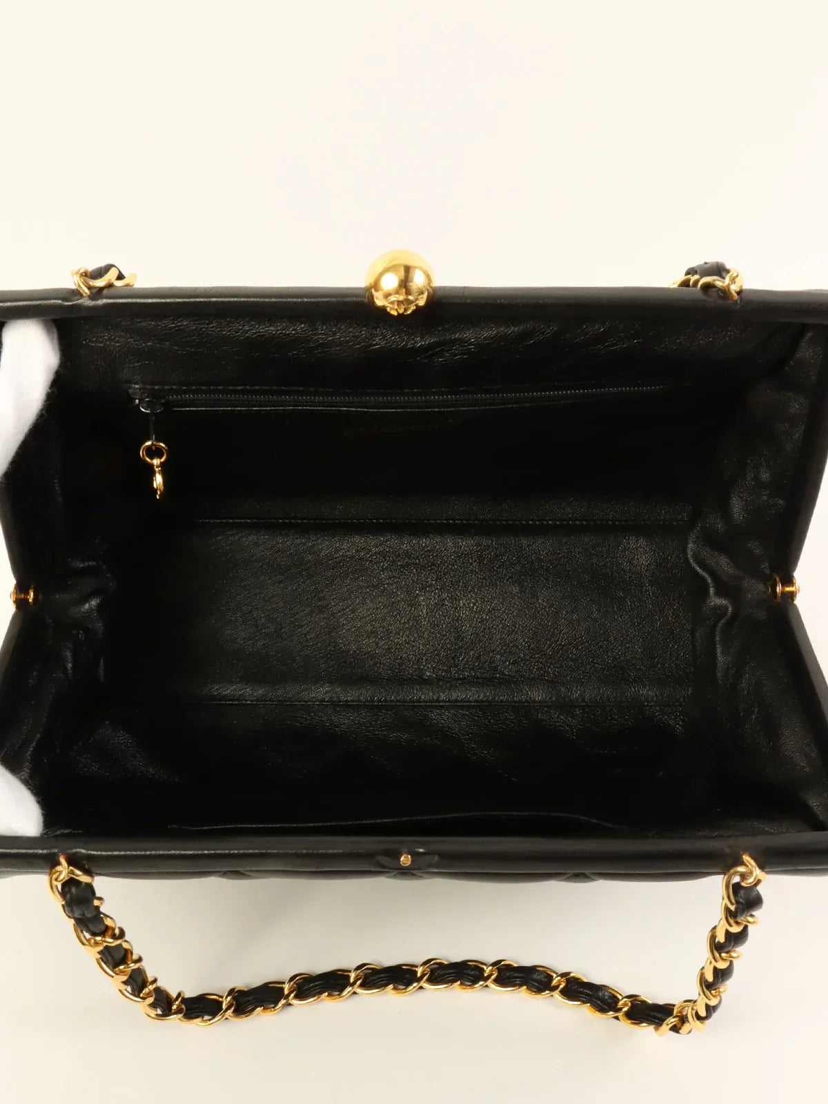 CHANEL Around 1995 Made Cc Mark Metal Clasp Chain Bag Black