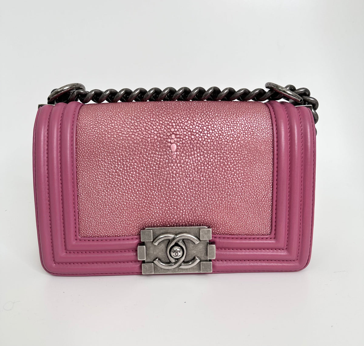 CHANEL Pink Leather Le Boy Bag