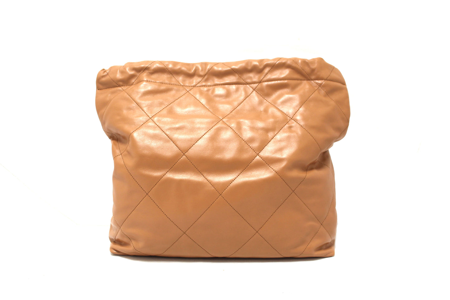 New Chanel  Camel Shiny Calfskin Leather Shoulder Tote Bag
