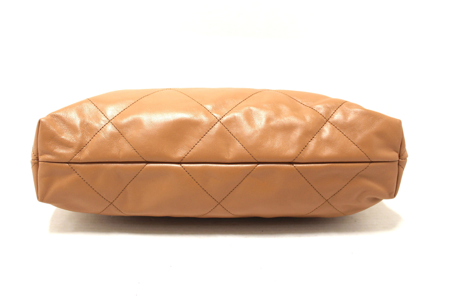 New Chanel  Camel Shiny Calfskin Leather Shoulder Tote Bag