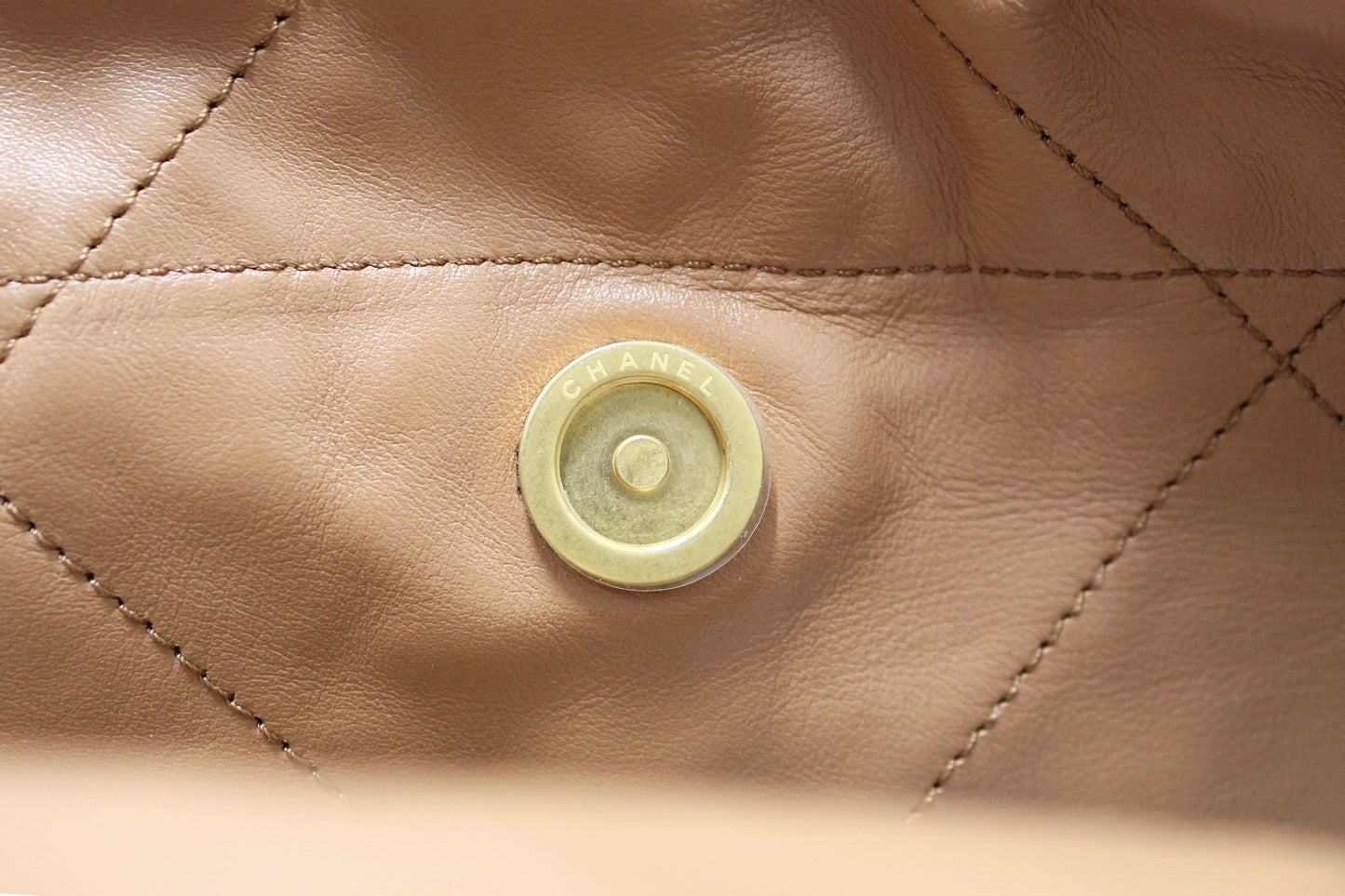 New Chanel  Camel Shiny Calfskin Leather Shoulder Tote Bag