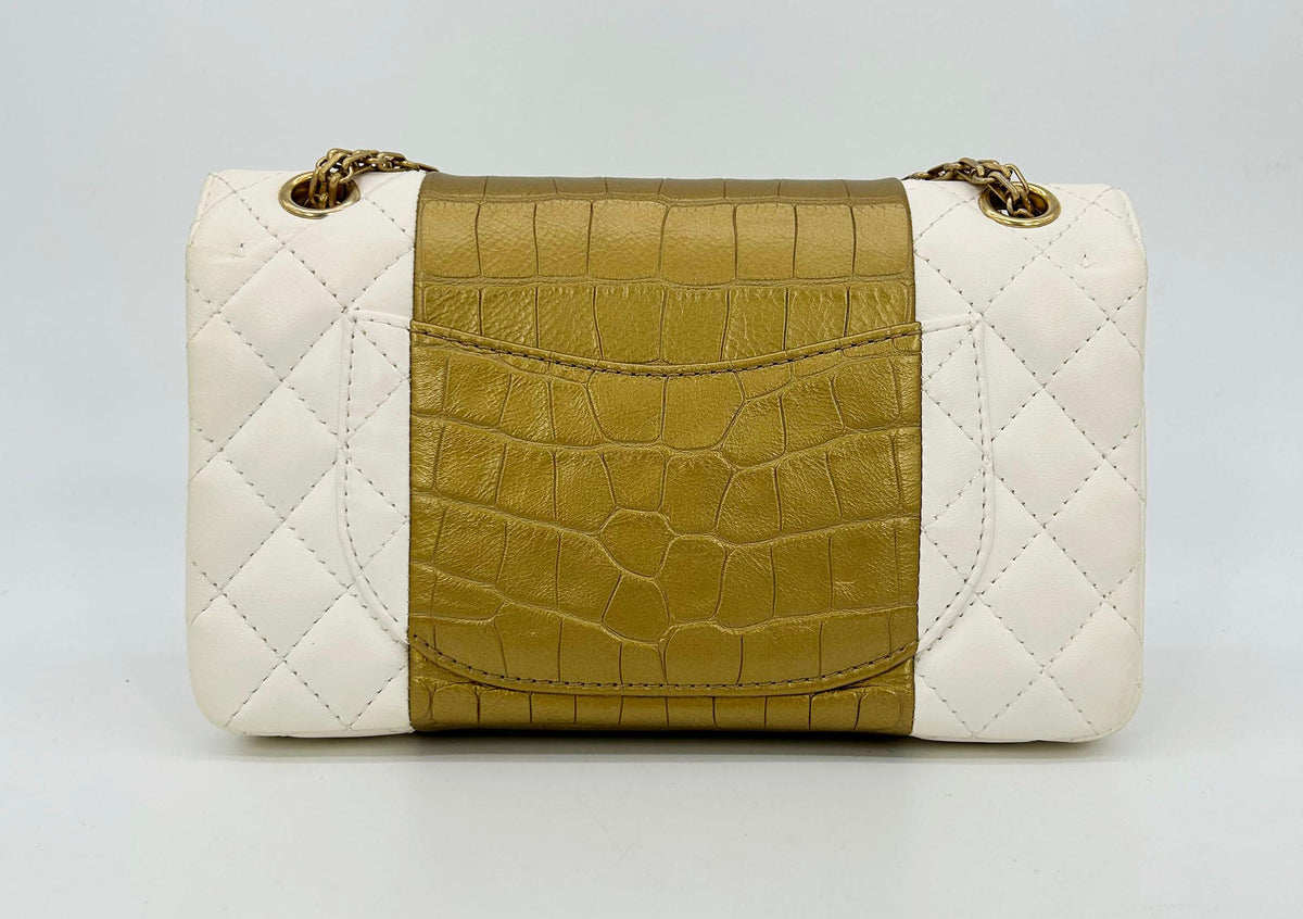 Top Quality Chanel NEW Cream Leather Gold Alligator Double New Classic 2.55 Reissue NWT