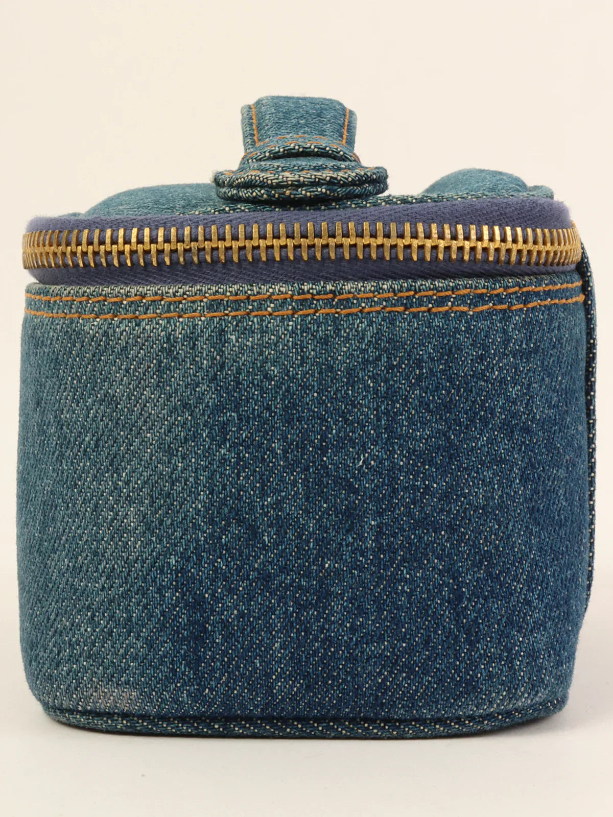 CHANEL Around 1997 Made Denim Cc Mark Stitch Vanity Indigo