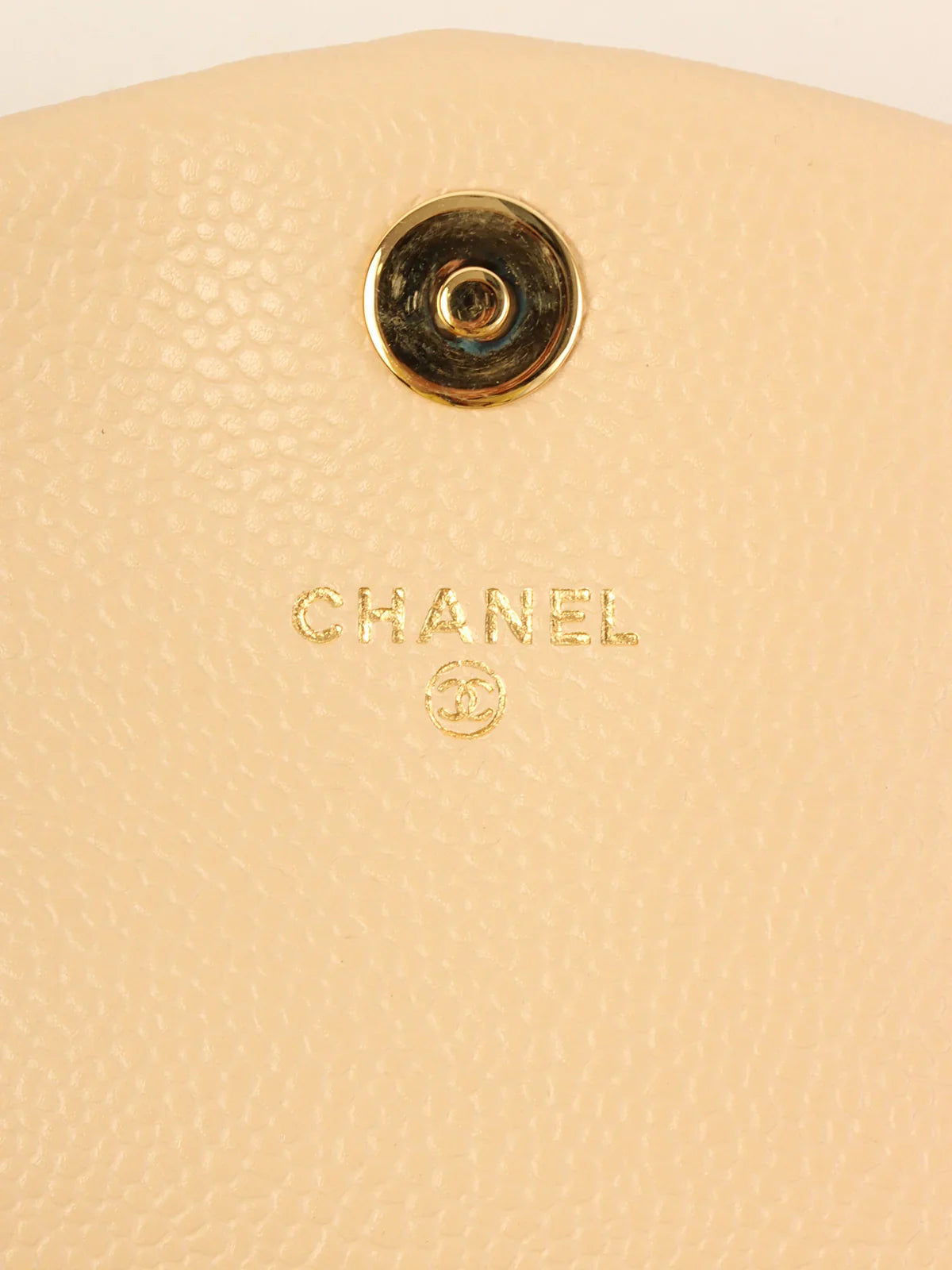 CHANEL Around 2012 Made Caviar Skin Cc Mark Stitch Chain Wallet Light Beige