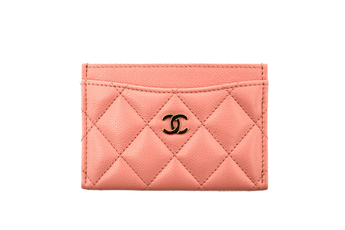 chanel pink quilted caviar leather card holder | Shop Now at Italystation.com
