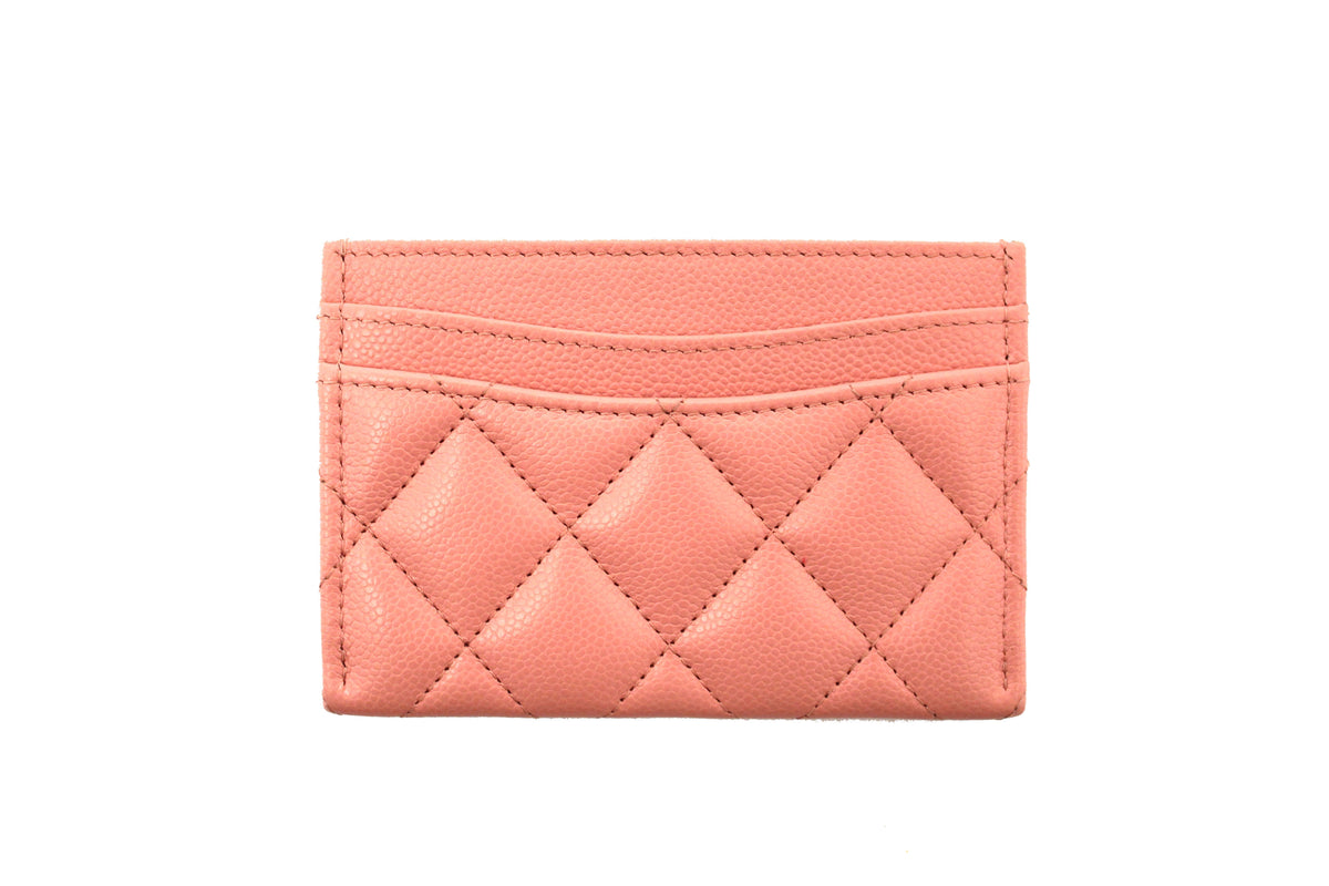 Chanel Pink Quilted Caviar Leather Card Holder