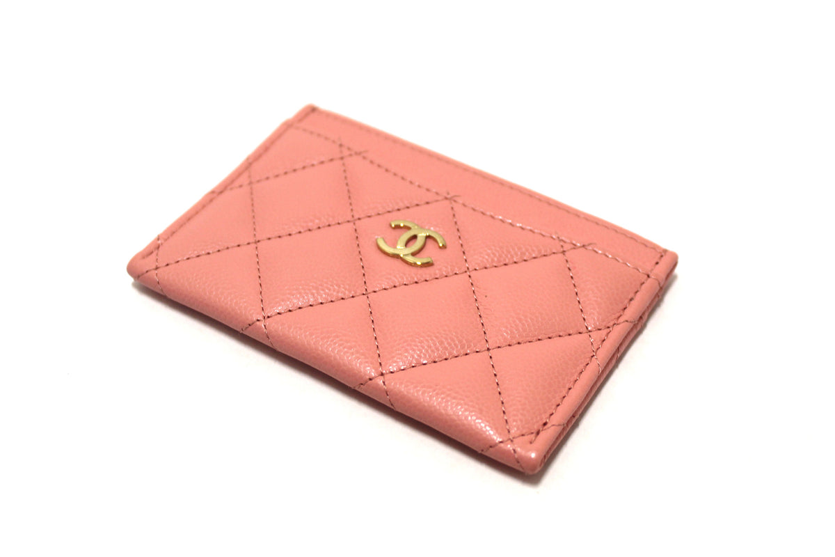Chanel Pink Quilted Caviar Leather Card Holder