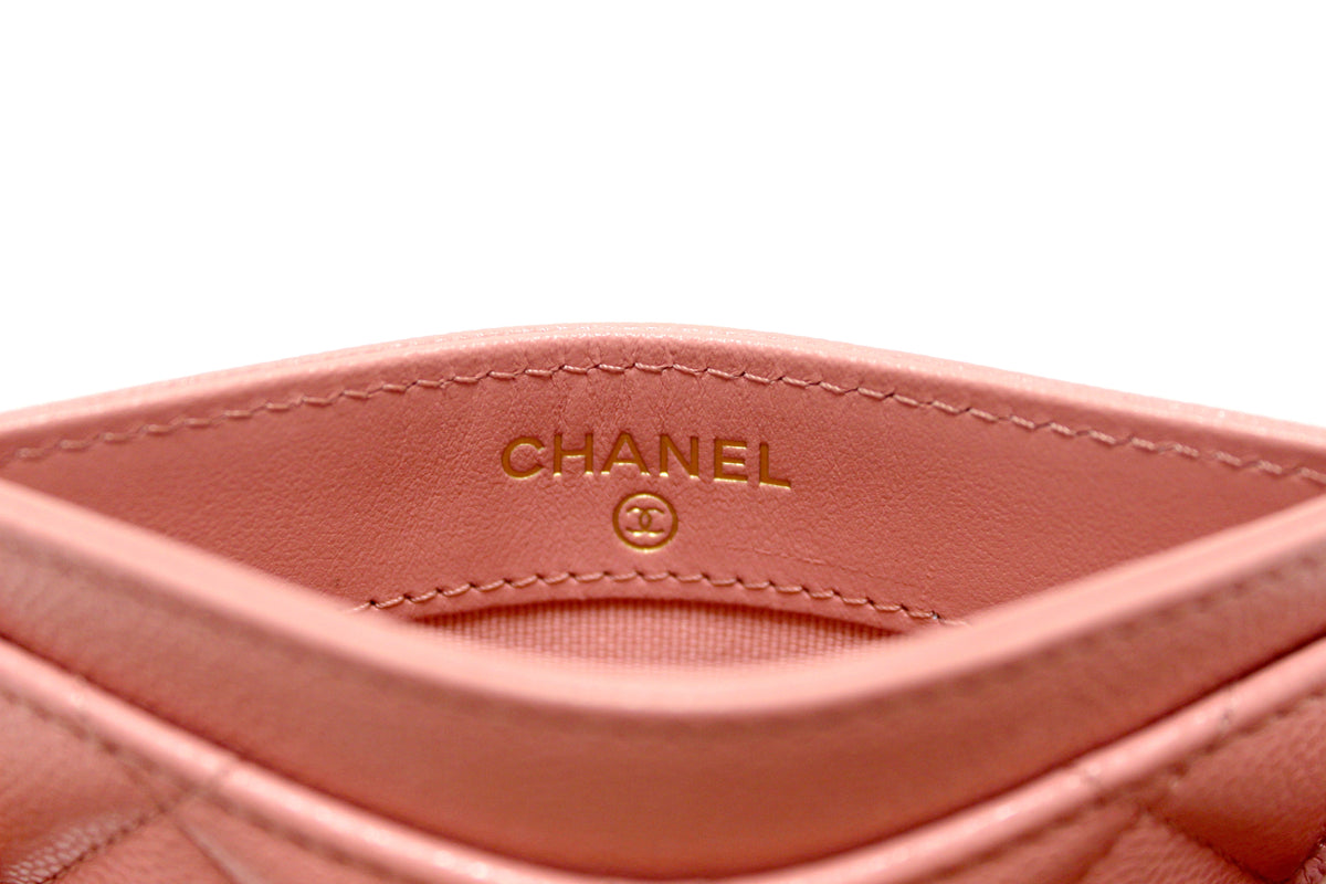 Chanel Pink Quilted Caviar Leather Card Holder