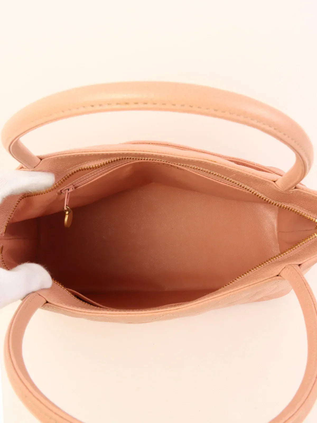 CHANEL Around 2000 Made Caviar Skin Cc Mark Stitch Revival Tote Bag Pink