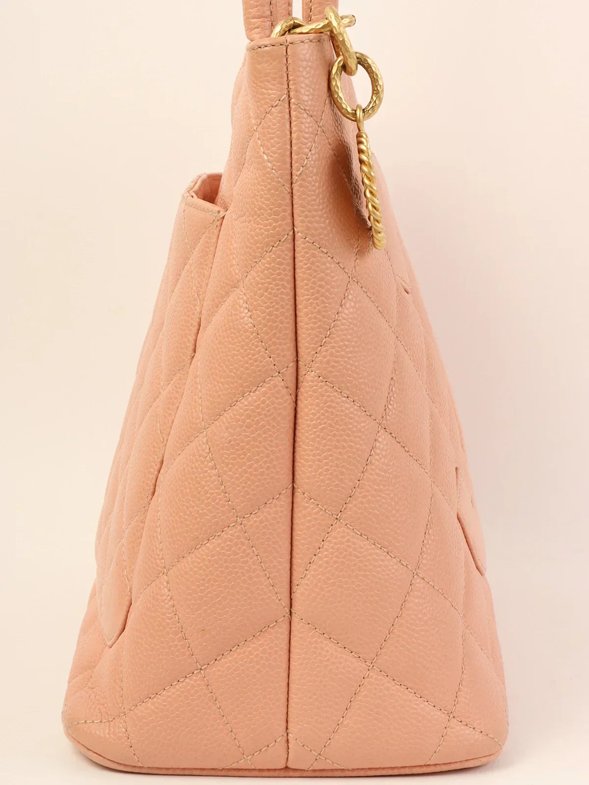 CHANEL Around 2000 Made Caviar Skin Cc Mark Stitch Revival Tote Bag Pink