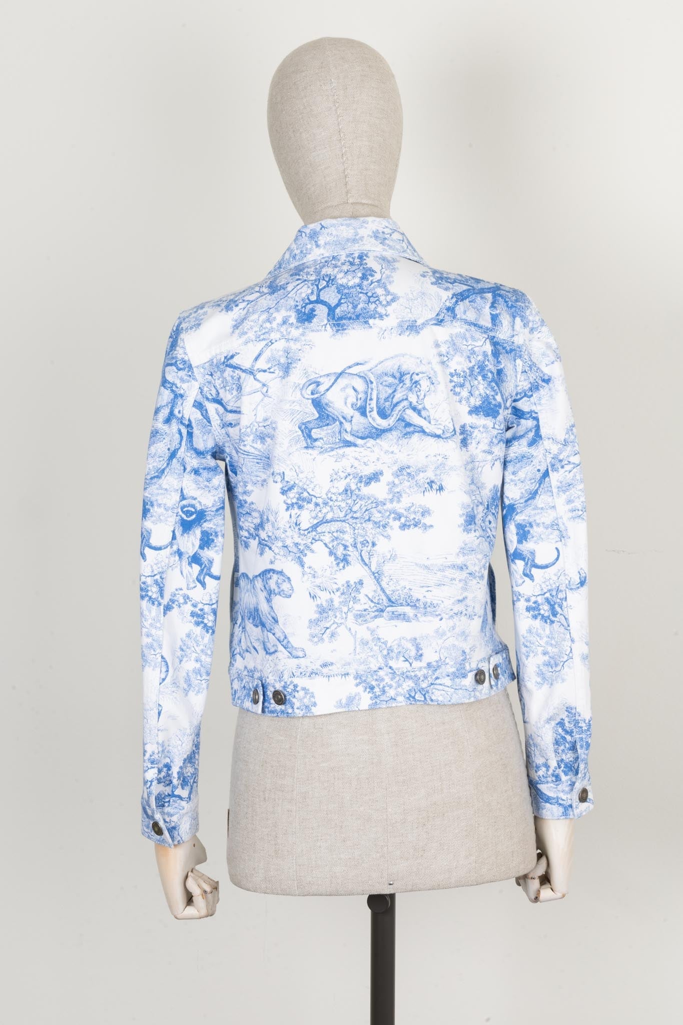 CHRISTIAN DIOR Toile De Jouy Denim Jacket Blue White