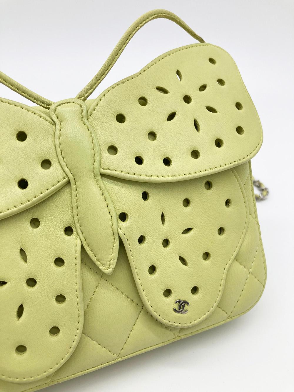 Top Quality Chanel Lime Green Butterfly Classic New Bag