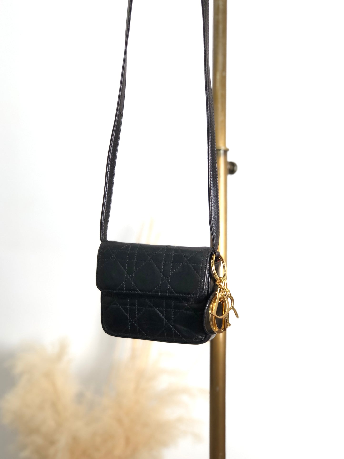 Christian Dior Lady Dior Cannage Small Shoulder bag Black Vintage mppar4