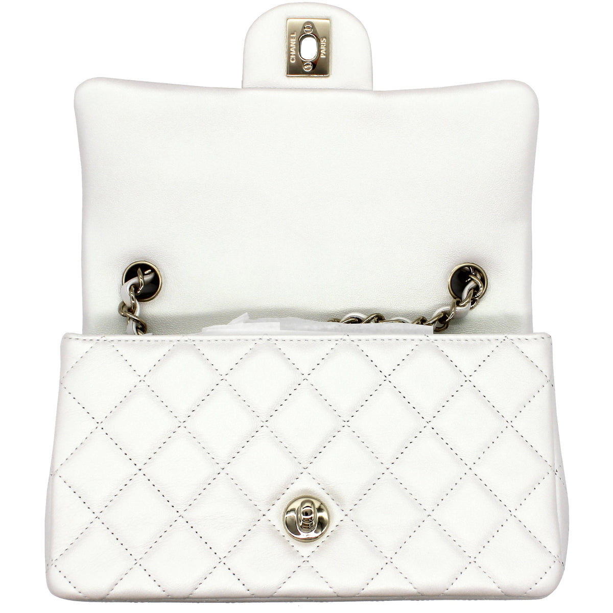 Chanel Mini Rectangular Flap Pearl White Calfskin