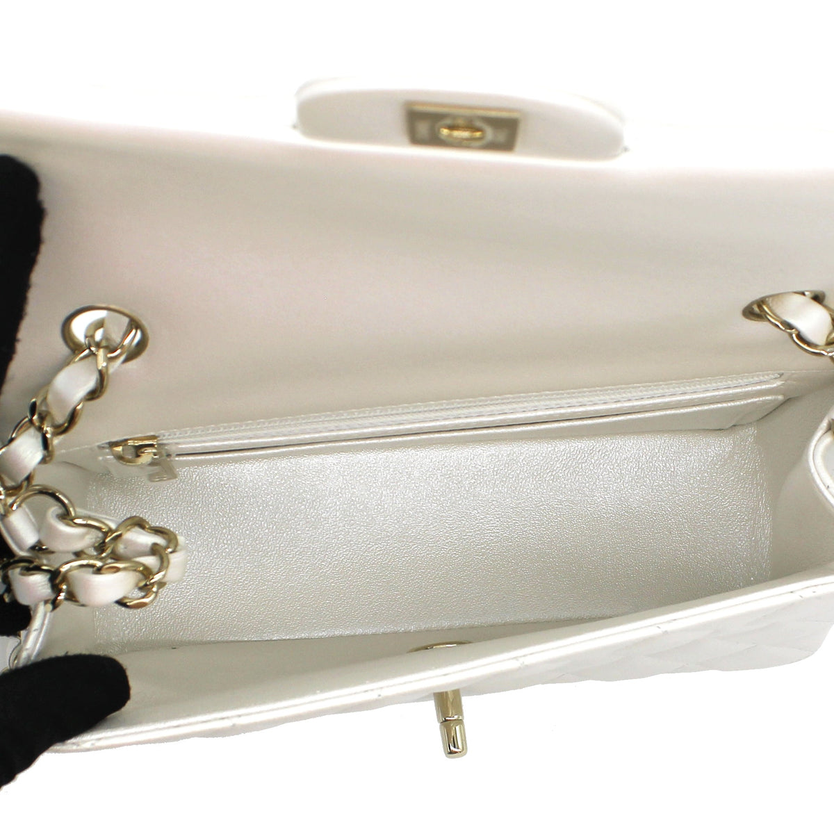 Chanel Mini Rectangular Flap Pearl White Calfskin