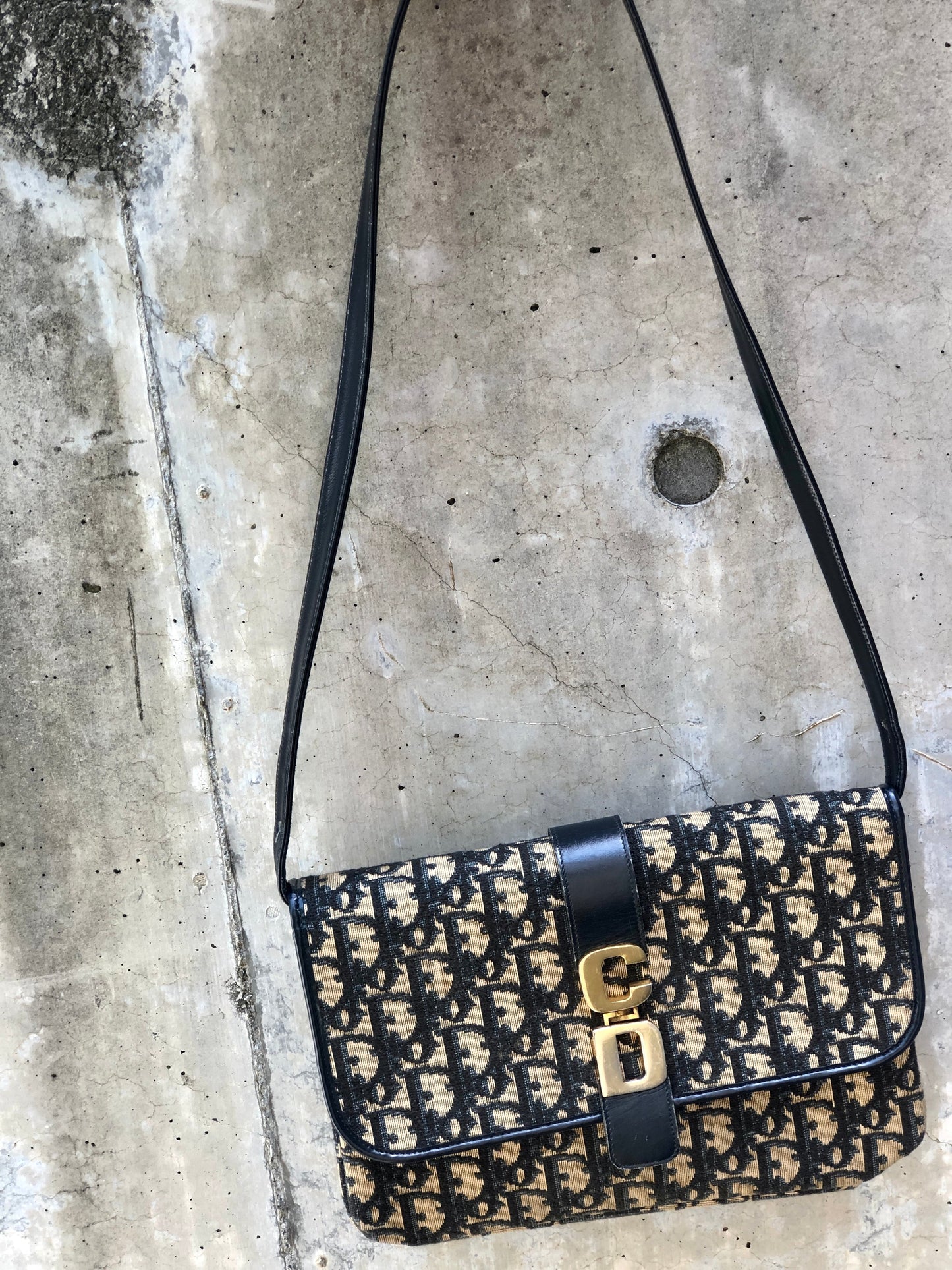 Christian Dior Trotter Leather×Jacquard Navy av4dz6