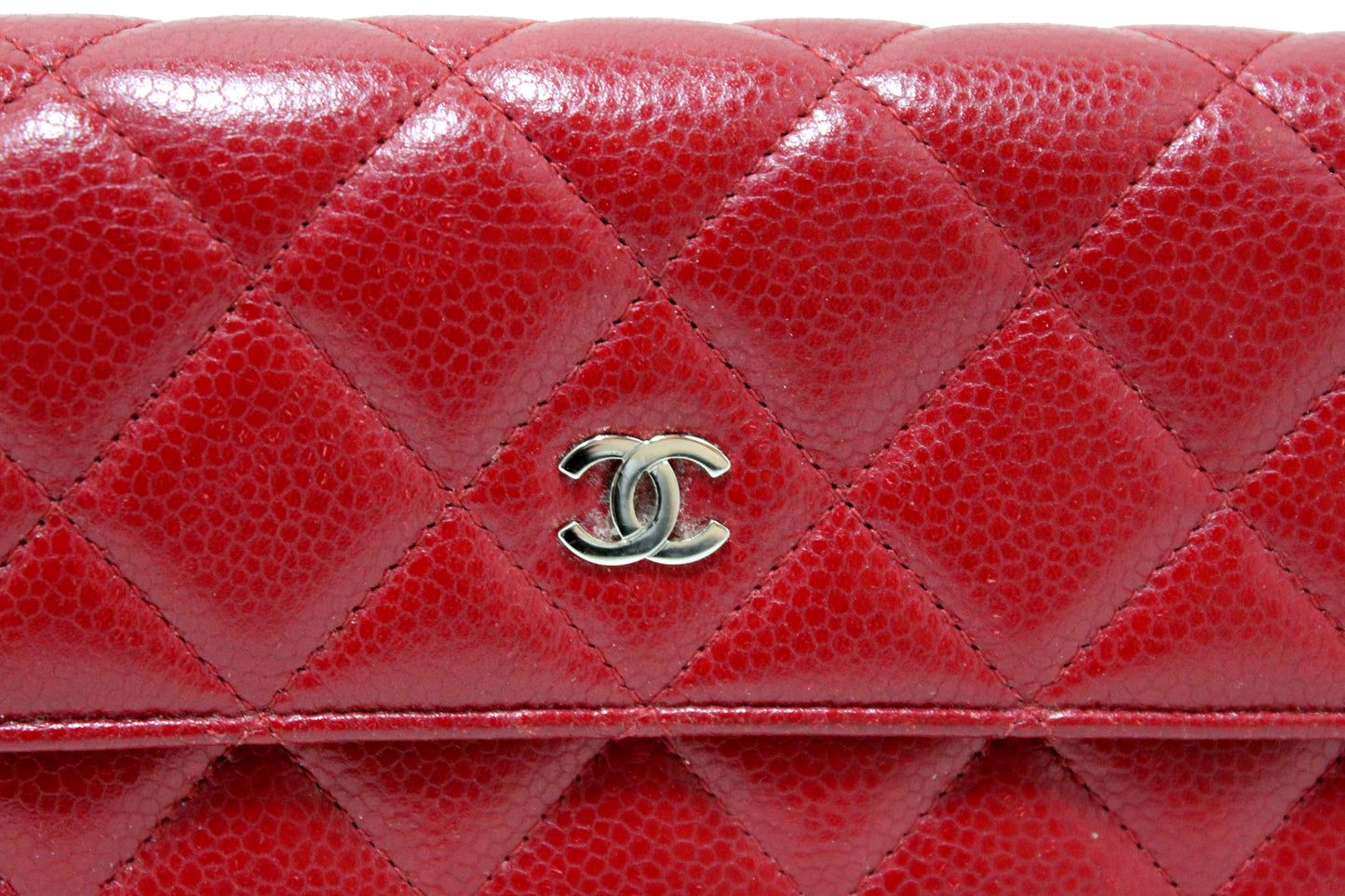 Chanel Red Caviar Leather Quilted Long Flap Wallet