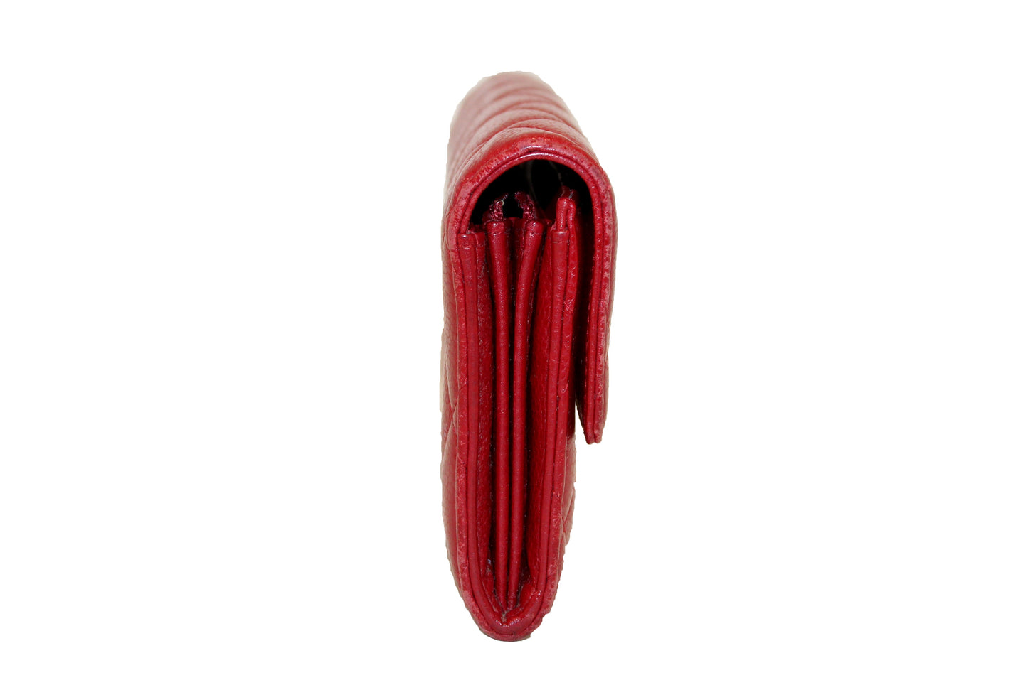 Chanel Red Caviar Leather Quilted Long Flap Wallet